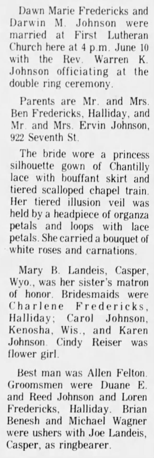 Clipping from The Bismarck Tribune